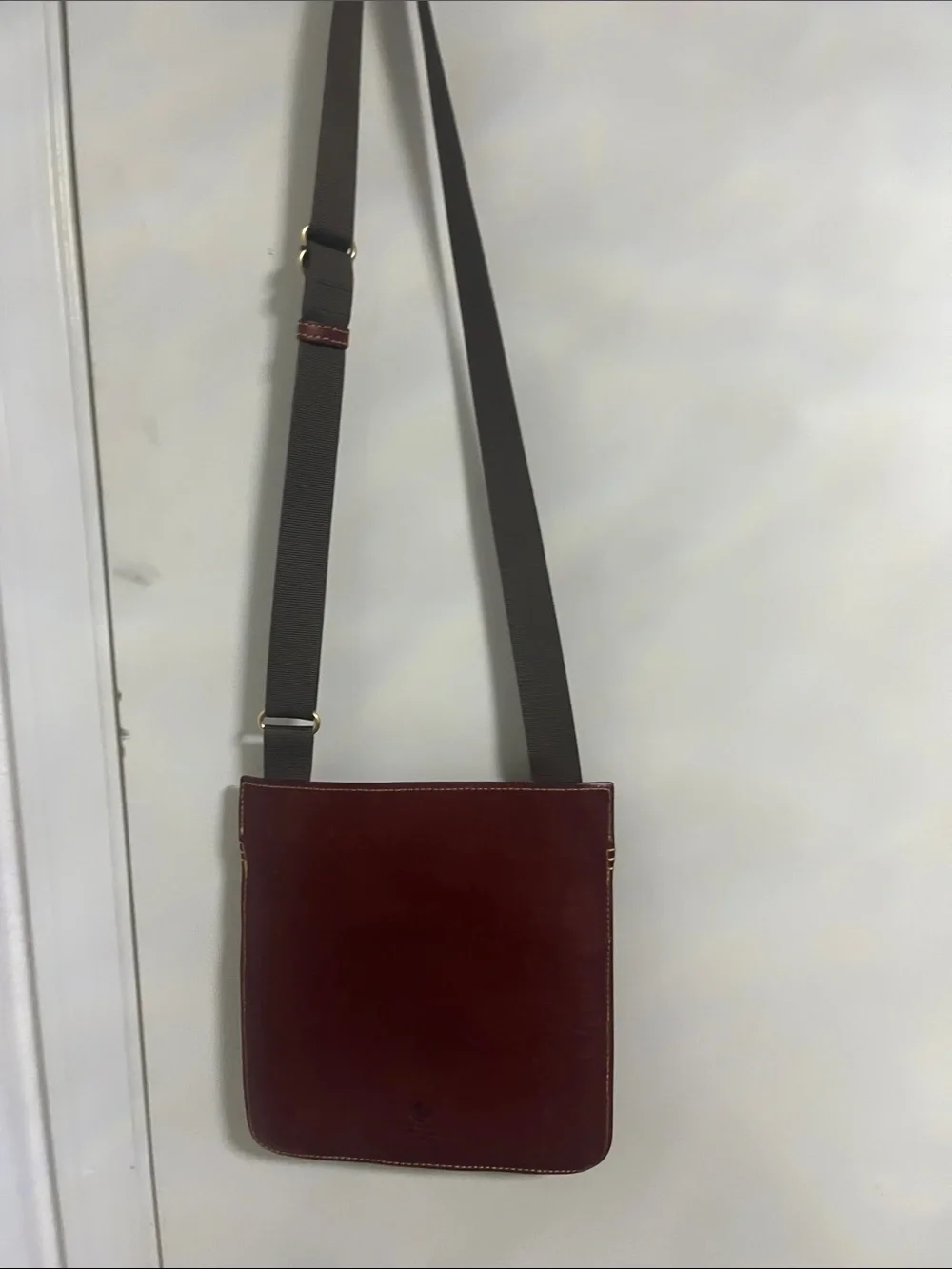 Dooney & Bourke Brown Leather crossbody with Yellow Stitching